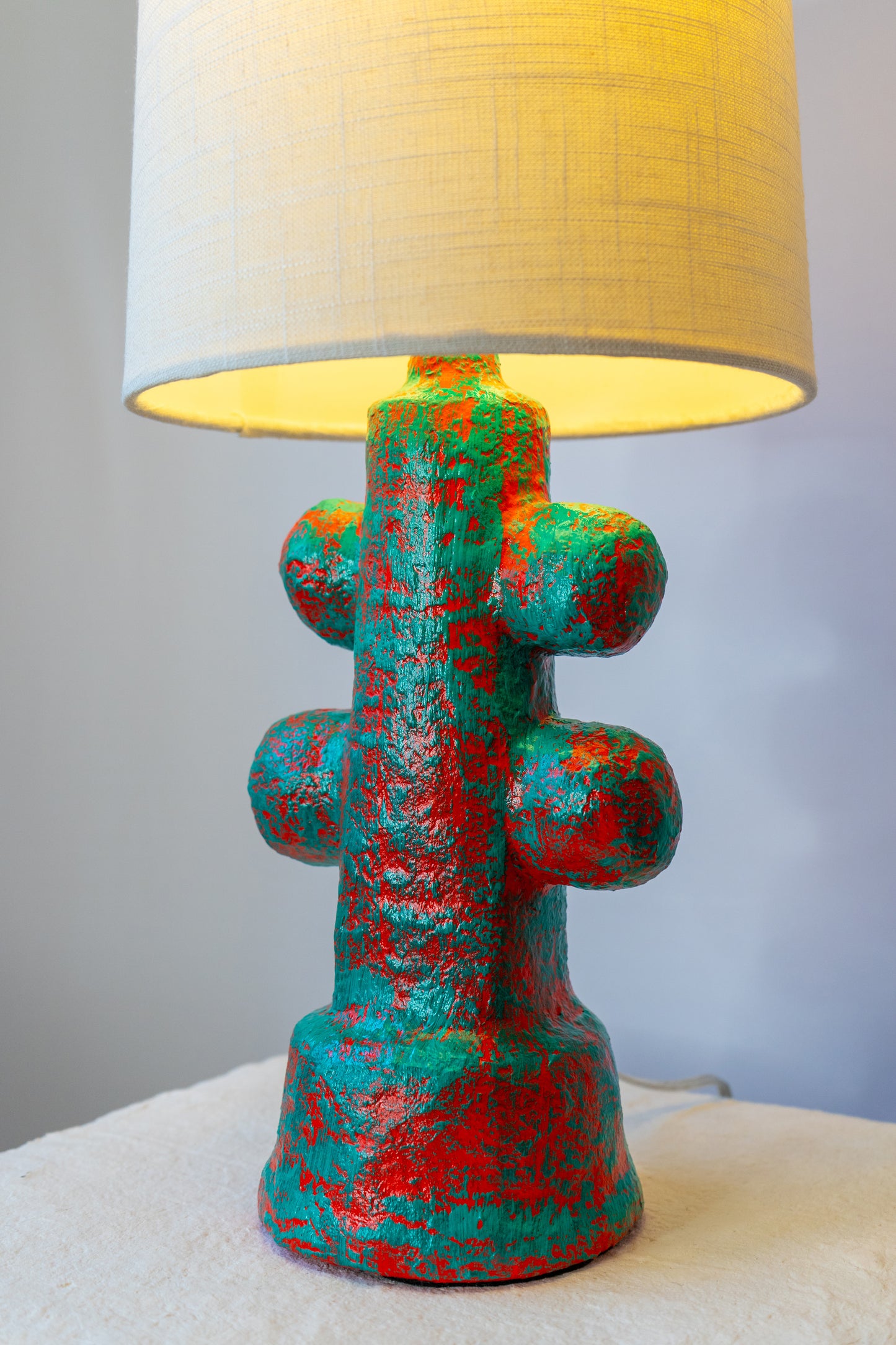 Red and Teal Four Bubble Lamp