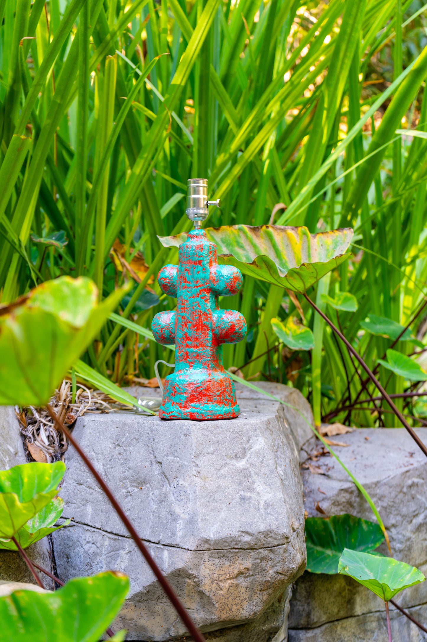 Red and Teal Four Bubble Lamp